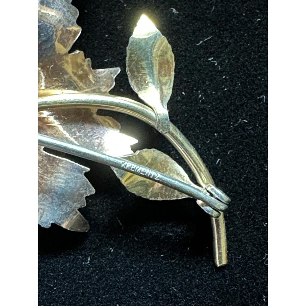 Vintage Krementz Flower Brooch Gold Overlay, Cultured Pearl & Blue Sapphires